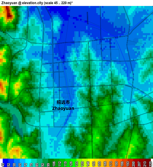 Zhaoyuan elevation map