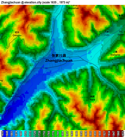 Zhangjiachuan elevation map