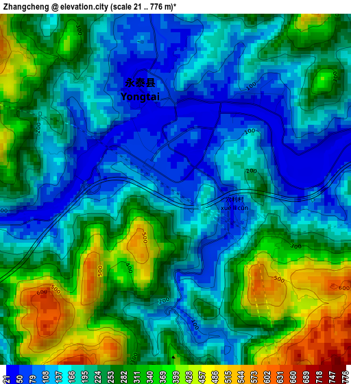 Zhangcheng elevation map