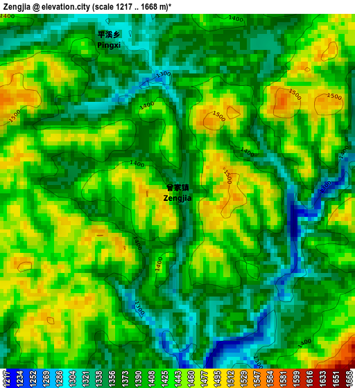 Zengjia elevation map