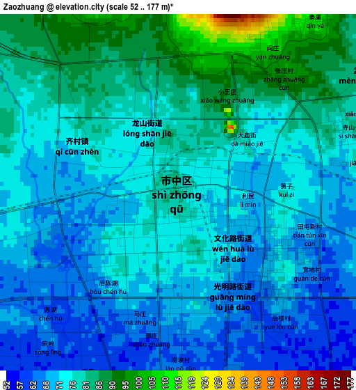 Zaozhuang elevation map