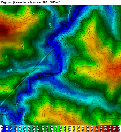 Zagunao elevation map