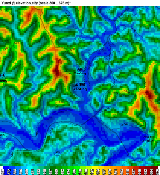 Yunxi elevation map