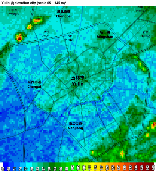 Yulin elevation map