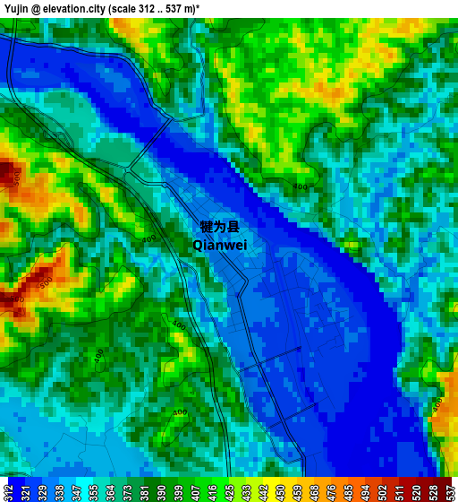 Yujin elevation map