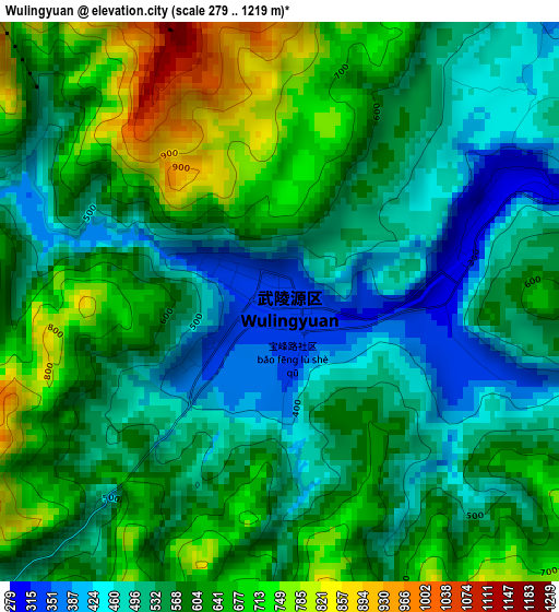 Wulingyuan elevation map