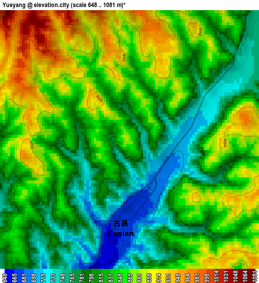 Yueyang elevation map