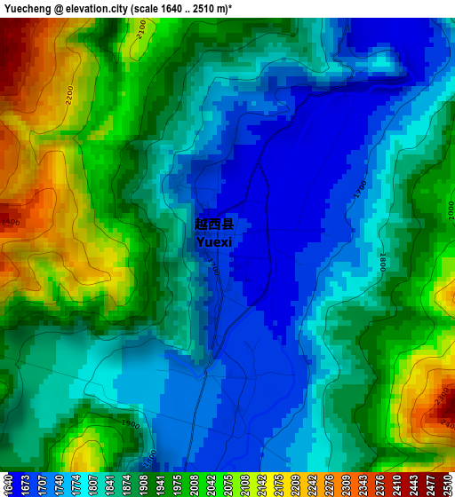 Yuecheng elevation map