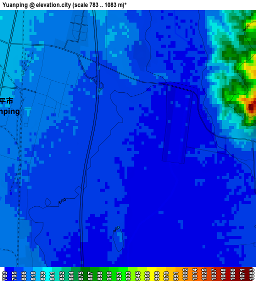 Yuanping elevation map