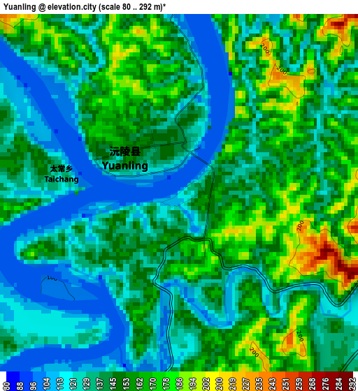 Yuanling elevation map