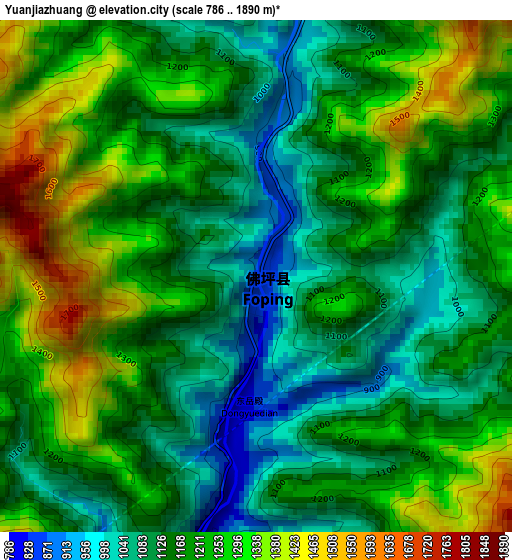 Yuanjiazhuang elevation map