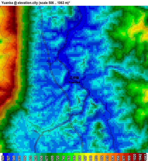 Yuanba elevation map