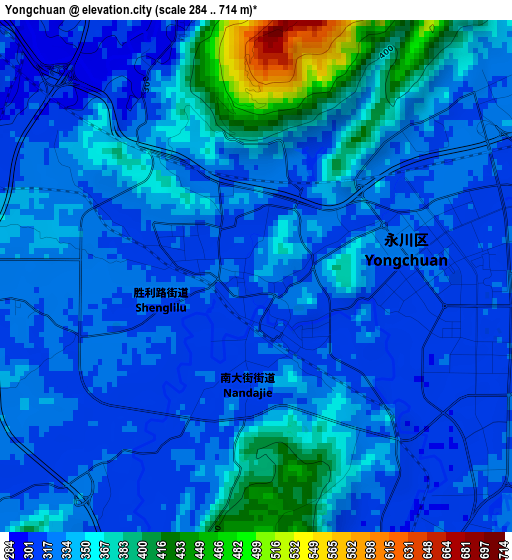 Yongchuan elevation map