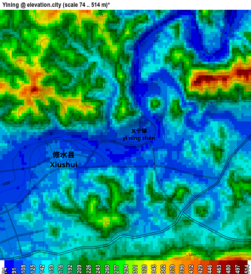 Yining elevation map