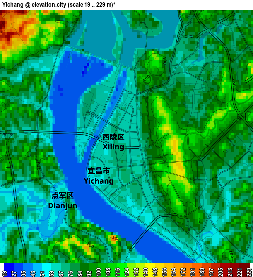 Yichang elevation map