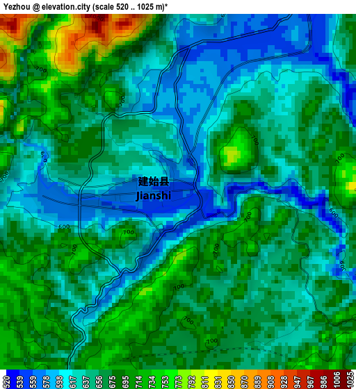 Yezhou elevation map