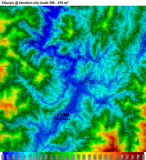 Yatunpu elevation map