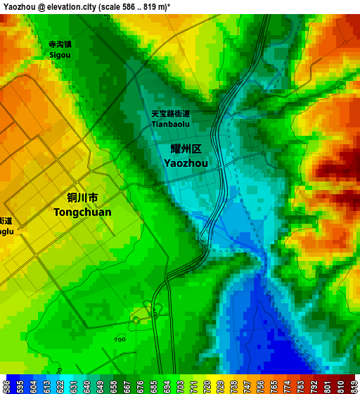 Yaozhou elevation map