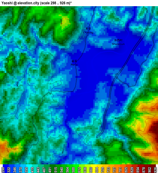 Yaoshi elevation map