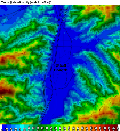 Yaodu elevation map