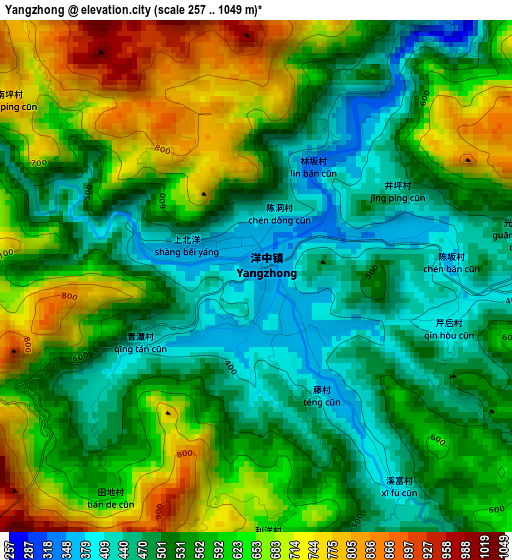 Yangzhong elevation map