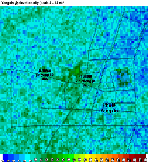 Yangxin elevation map