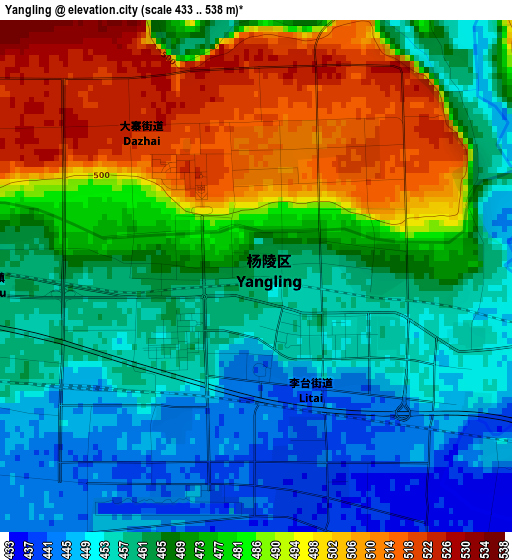 Yangling elevation map