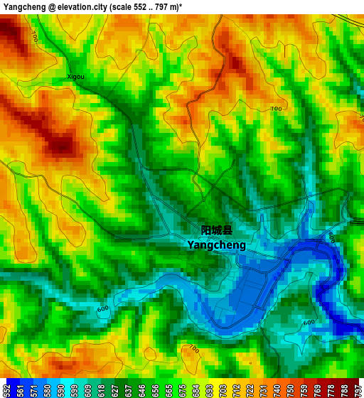 Yangcheng elevation map