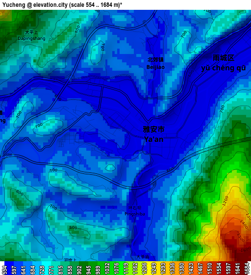 Yucheng elevation map