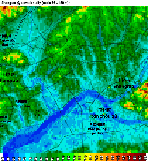 Shangrao elevation map