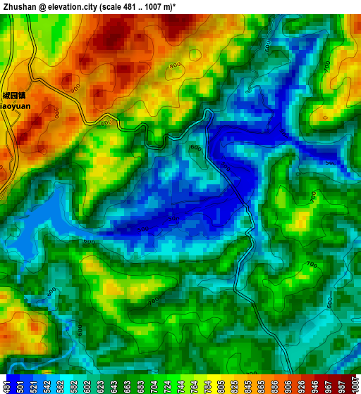 Zhushan elevation map