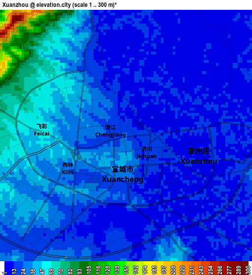 Xuanzhou elevation map