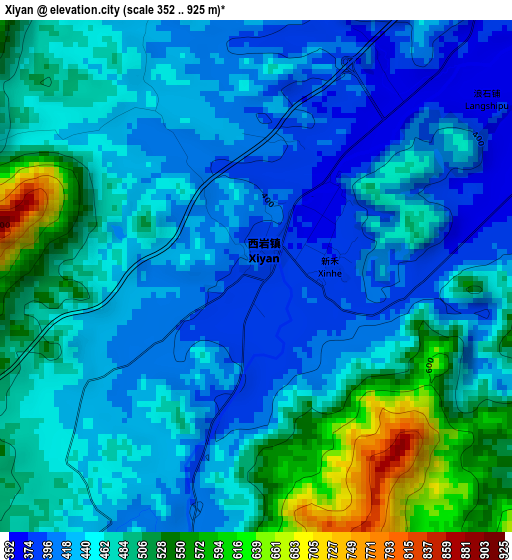 Xiyan elevation map