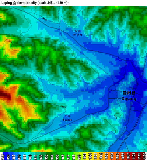 Leping elevation map