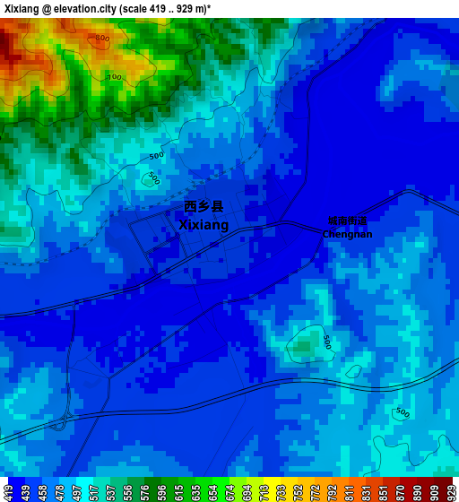 Xixiang elevation map