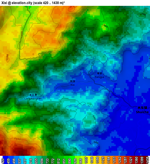 Xixi elevation map