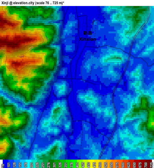 Xinji elevation map