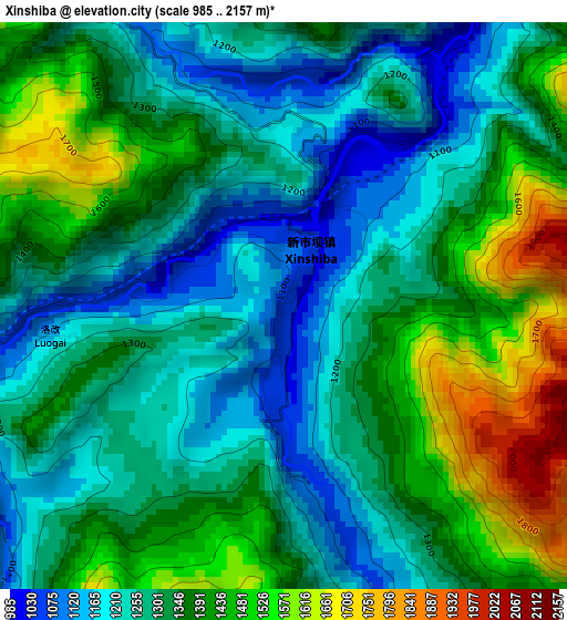 Xinshiba elevation map