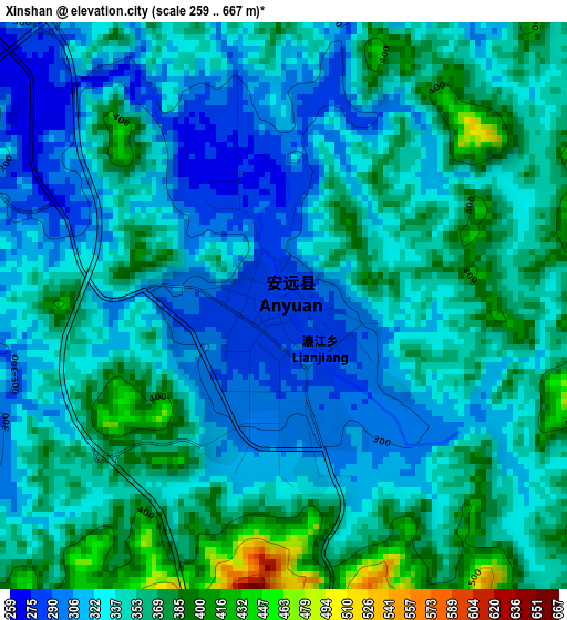 Xinshan elevation map