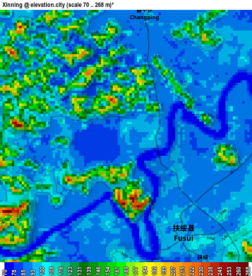 Xinning elevation map