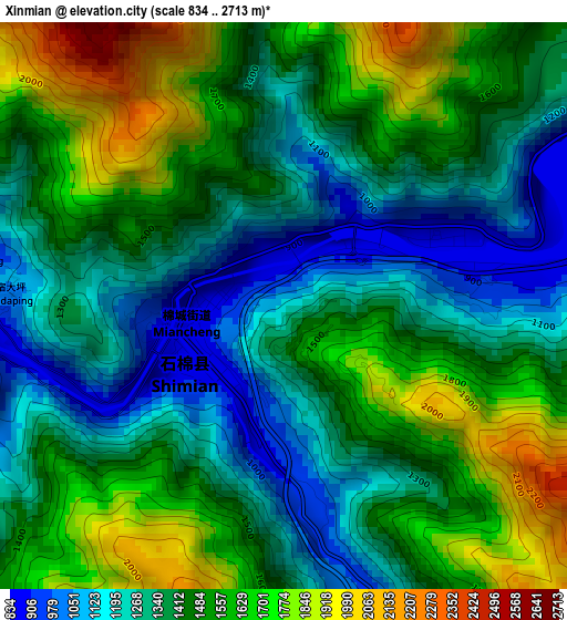 Xinmian elevation map