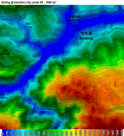 Xinling elevation map