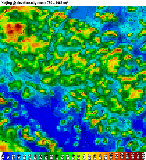 Xinjing elevation map