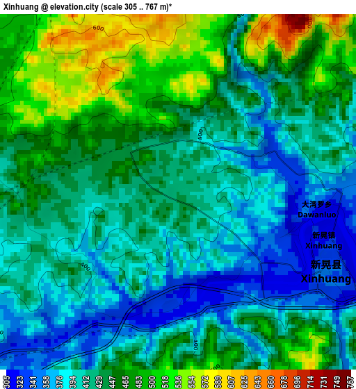 Xinhuang elevation map