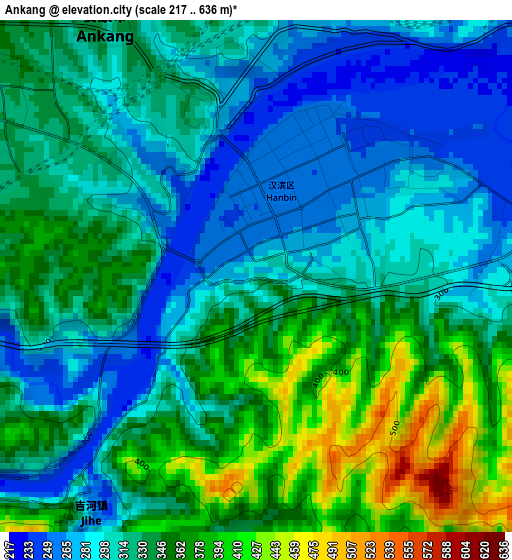 Ankang elevation map