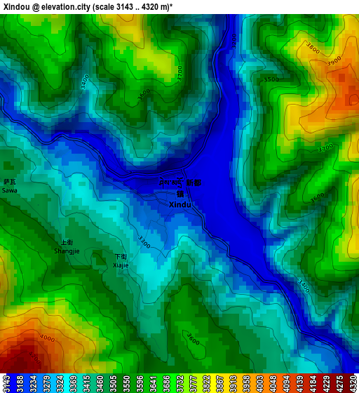 Xindou elevation map