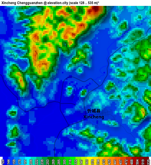 Xincheng Chengguanzhen elevation map