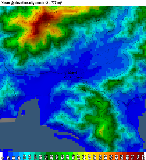 Xinan elevation map