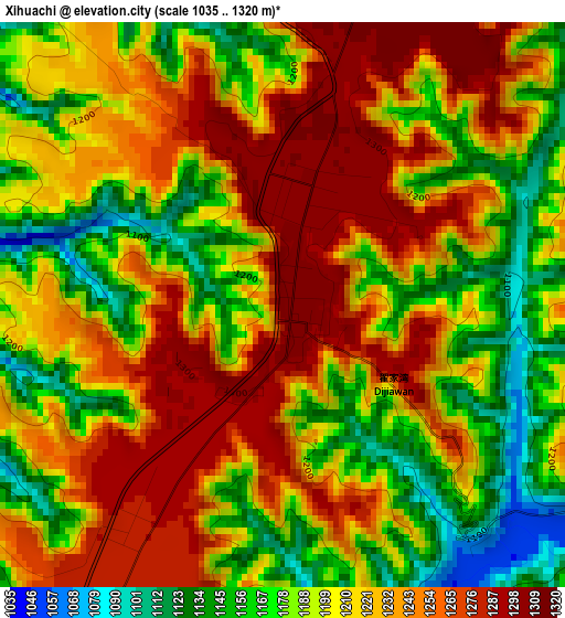 Xihuachi elevation map