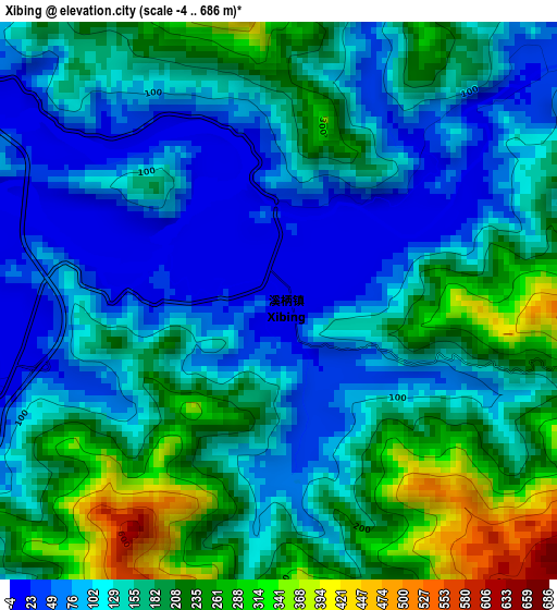 Xibing elevation map